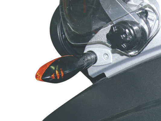 Microindicatori di Direzione Moto Alluminio Nero 86mm – vista laterale