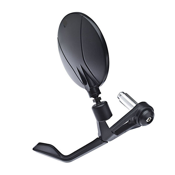 Universal Left Bar End Mirror Black Star with Integrated Lever Guard
