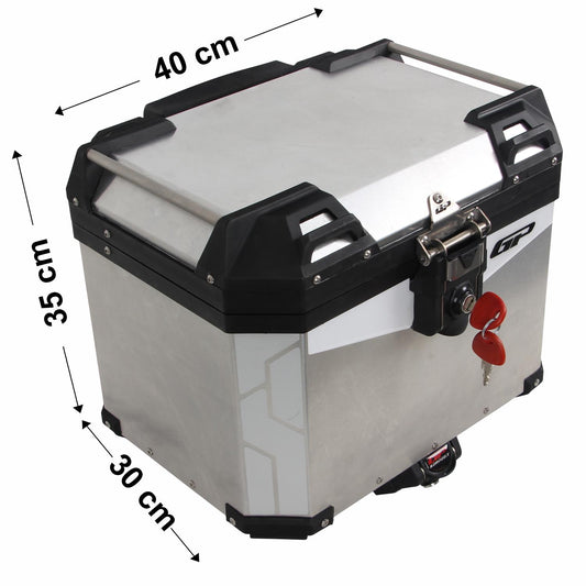 Universal 37 lt Aluminum Motorcycle Top Case Grigio - GP Kompozit