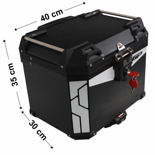 Universal 37 lt Aluminum Motorcycle Top Case Nero - GP Kompozit