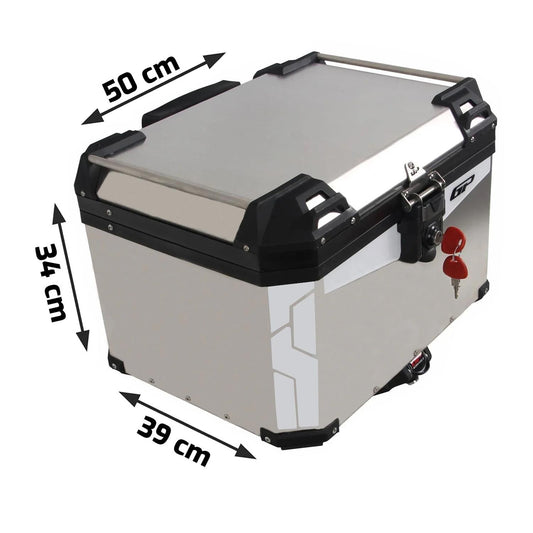 Universal 45 lt Aluminum Motorcycle Top Case Grigio - GP Kompozit