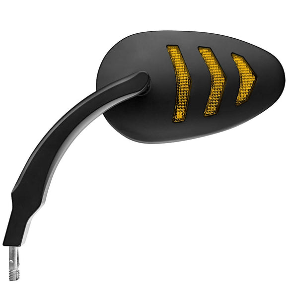 Left Black Sequential LED Mirror for Harley-Davidson / Buell