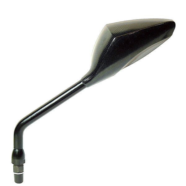 Universal Left Racing Handlebar Mirror - Carbon Look 200mm
