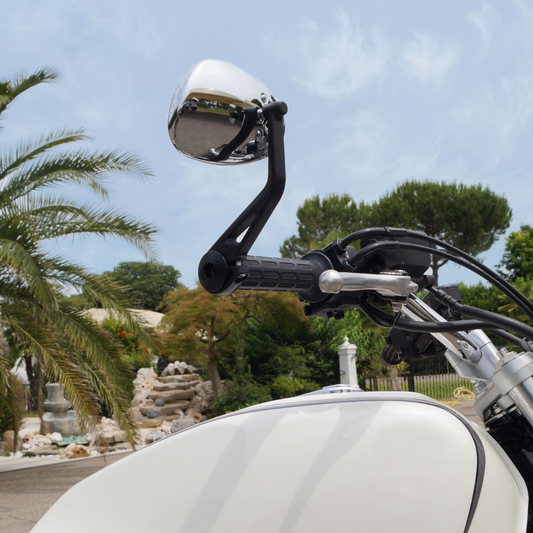 Universeller linker Lenkerenden-Rückspiegel – Chrom Heritage