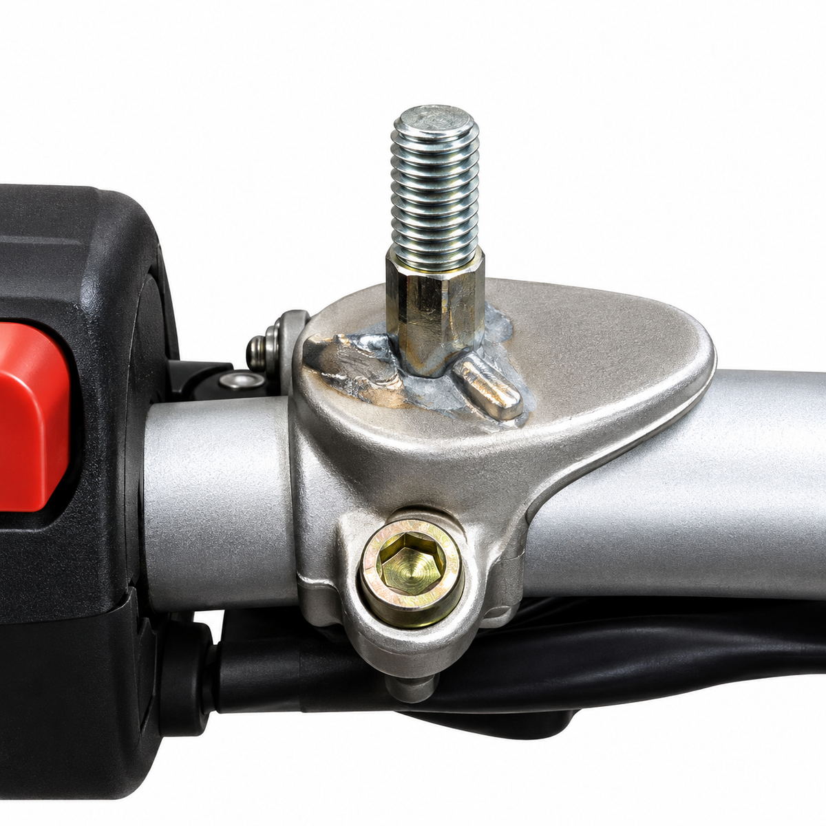 Dettaglio del particolare sistema di fissaggio originale degli specchietti MV Agusta Brutale, per il quale è previsto l'adattatore FAR C0304037