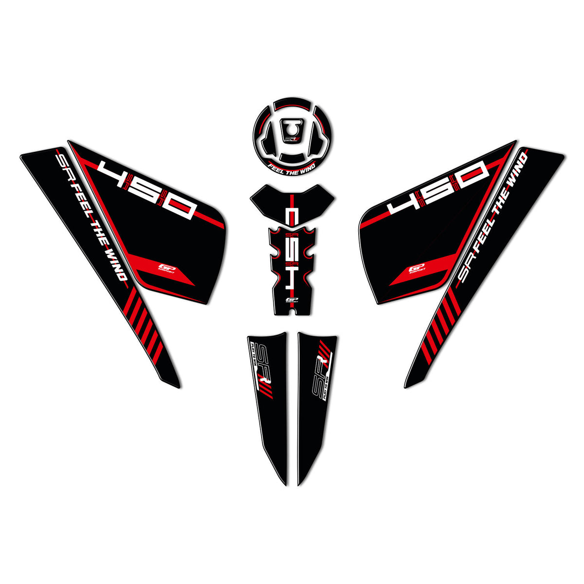 Kit Paraserbatoio Rosso per CFMoto 450SR 2023-2026 – dettaglio 2