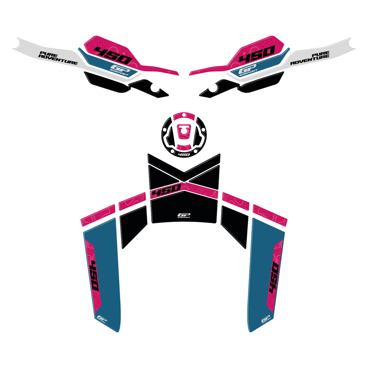 Kit Paraserbatoio Blu per CFMoto 450MT 2024-2026 – dettaglio 2