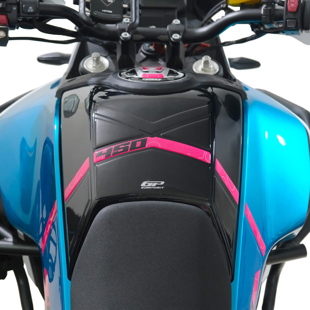Kit Paraserbatoio Blu per CFMoto 450MT 2024-2026 – dettaglio 3