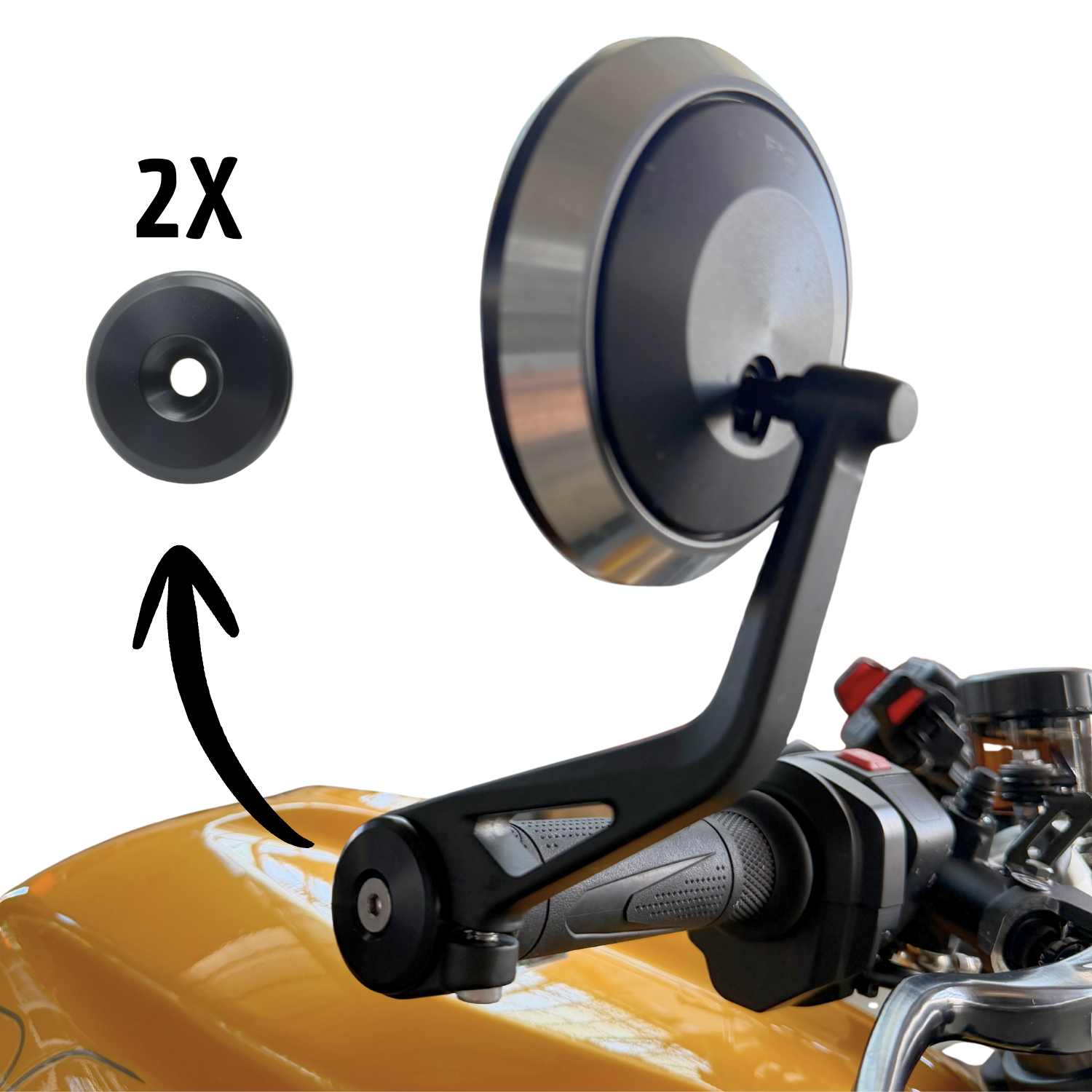 Coperture bar end Triumph CNC nero anodizzato montate su moto
