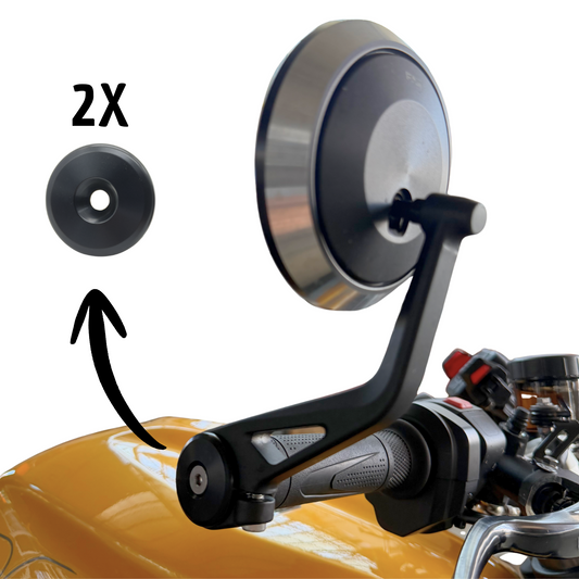 Coperture bar end Triumph CNC nero anodizzato montate su moto