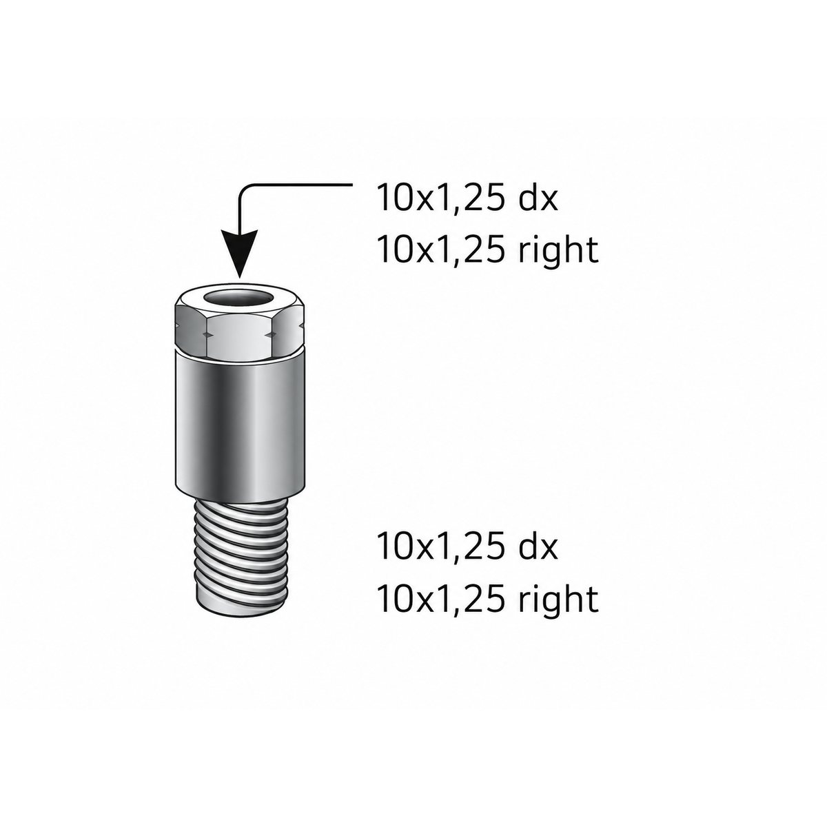 Barrel Extension Adapter 10x1.25 RH
