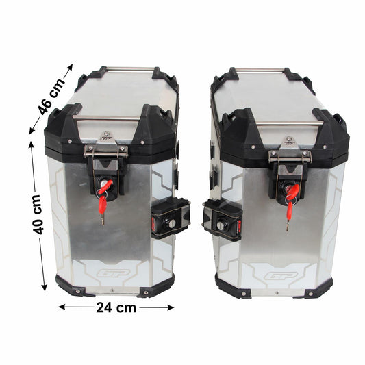 Universal 40 lt x 2 Aluminum Motorcycle Pannier Sides Cases Grigio - GP Kompozit