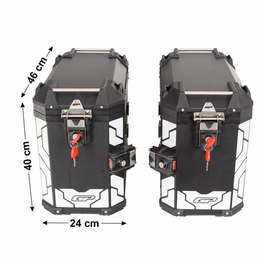 Universal 40 lt x 2 Aluminum Motorcycle Pannier Sides Cases Nero - GP Kompozit