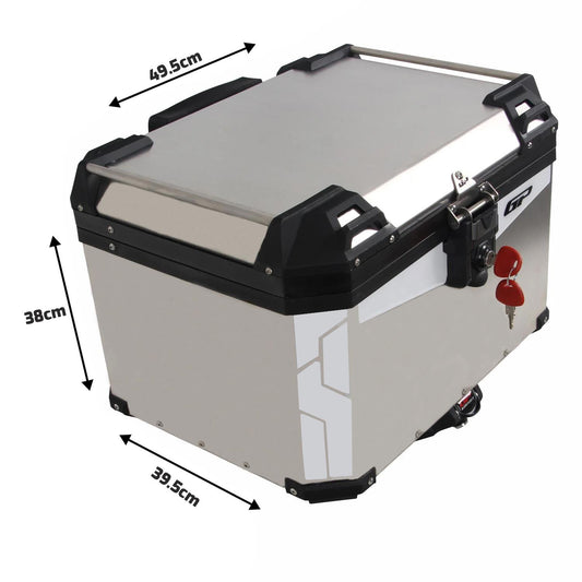 Universal 57 lt Aluminum Motorcycle Top Case Grigio - GP Kompozit