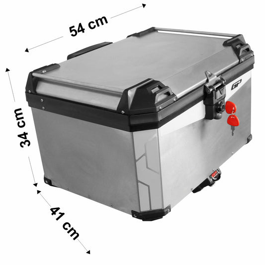Universal 75 lt Aluminum Motorcycle Top Case Grigio - GP Kompozit