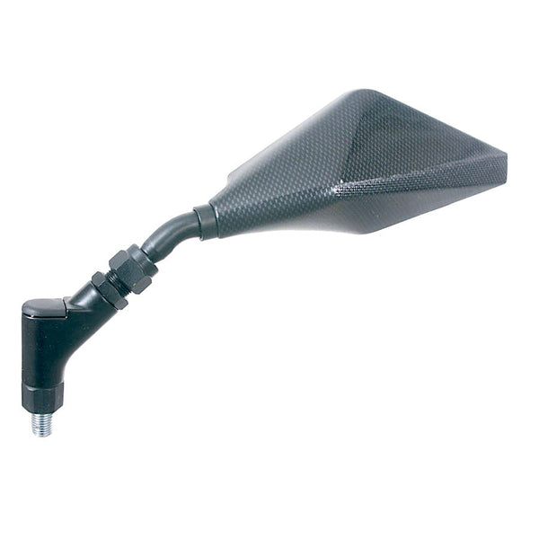 Universal Left Handlebar Racing Mirror – Carbon Look Aluminum